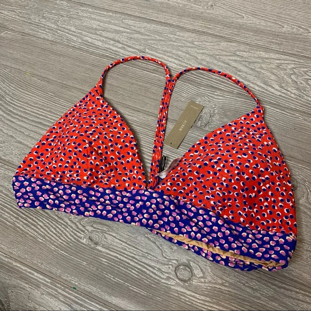 NWT J. Crew eco banded bikini top rosebud XL